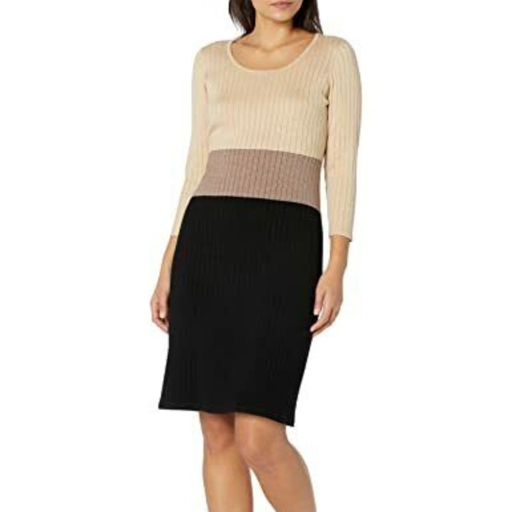 Calvin Klein NEW COLOR BLOCK SWEATER DRESS PLUS SIZE
